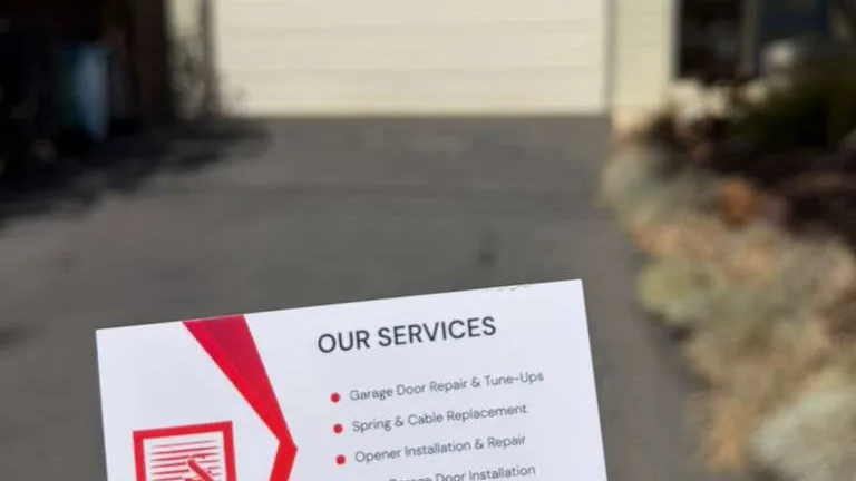 Santos & Sons business card at a Berkeley garage door opener job
