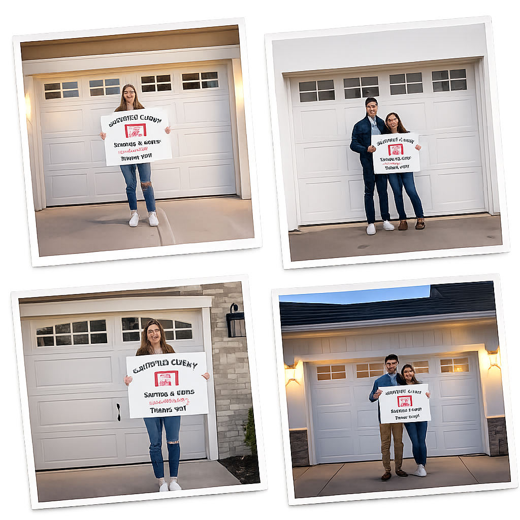 Santos and Sons happy garage door clients in San Mateo, CA